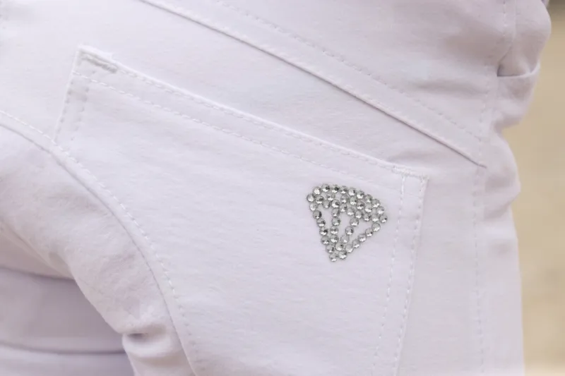 Hy Equestrian Cadiz Mizs Competition Breeches - White/Silver-2